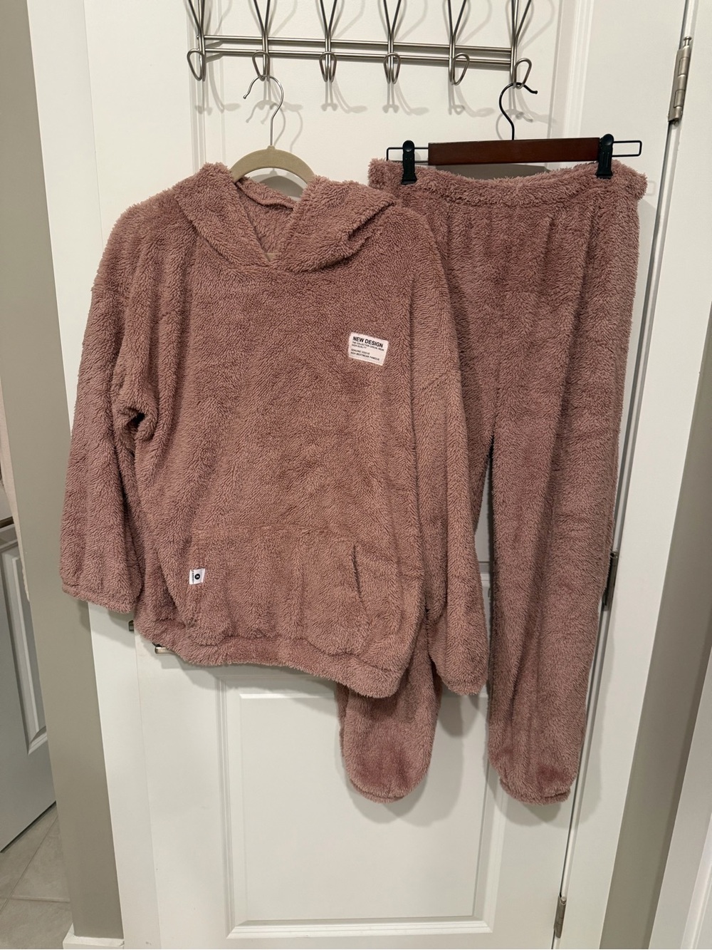 Cozy Plush Hooded Lounge/Pajama Set - Dusty Rose